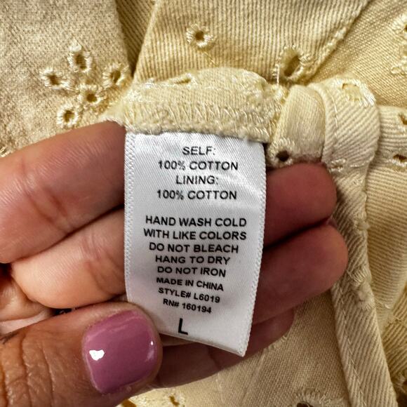NWT By Together Yellow Long Sleeve Button Up Donny Eyelet Shacket Womens Large - Picture 8 of 11
